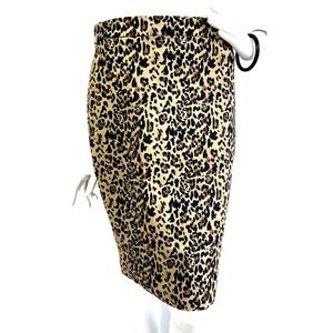 J Crew Animal Print Leopard Skirt Size Small 4 Straight Stretch Zip Brown EUC